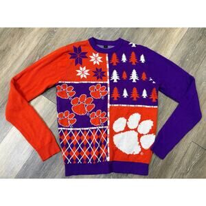 Clemson Tigers Ugly Christmas Sweater Womens Medium Purple Orange